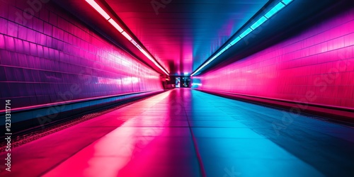 Blurred background  colored light  magenta in the middle  cyan outside and black