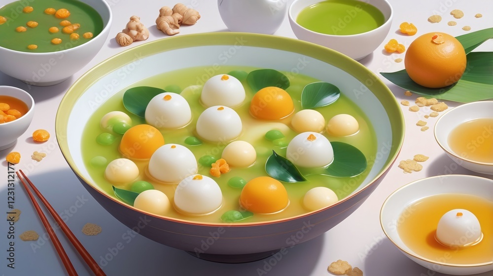 Winter Solstice, Tang Yuan with Gula Melaka, Ginger and Pandan Sweet Soup. Winter Solstice, Tang Yuan with Gula Melaka, Ginger and Pandan Sweet Soup.