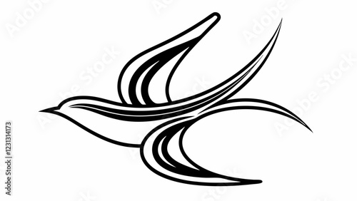 Bird with graceful flight soaring against tranquil sky with copy space