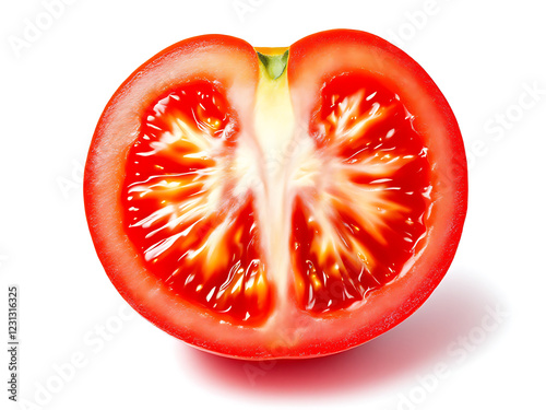 half sliced tomato isolated on white background