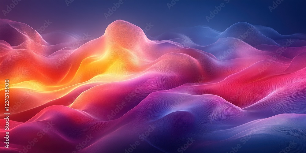 Obraz premium Iridescent Abstract Wave Liquid Design on Black Background 3D Render