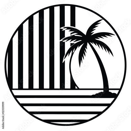 a summer holiday silhouette on retro stipe background