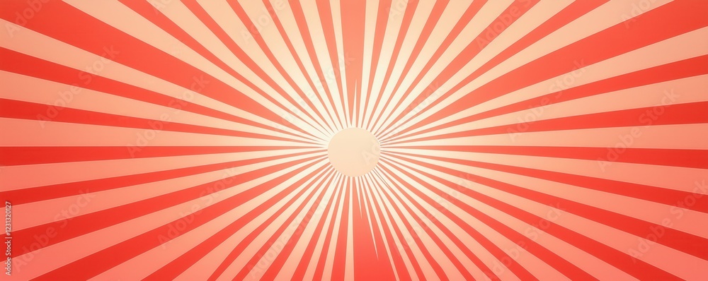 Fototapeta premium A vibrant red radial background with rays emanating from a central point, creating a dynamic and energetic visual effect.