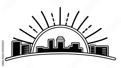 Minimalist Urban Skyline with Dawn Breaking Above Buildings