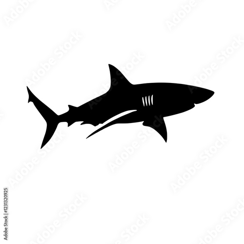 Shark Silhouette: A powerful and evocative silhouette of a shark, capturing its streamlined form and predatory nature.  Perfect for designs needing a strong, bold graphic element. 