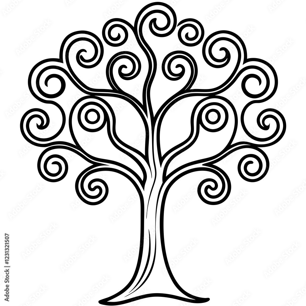 Decorative Tree with Flowing Patterns Vector Decorative Tree with Flowing Patterns Vector