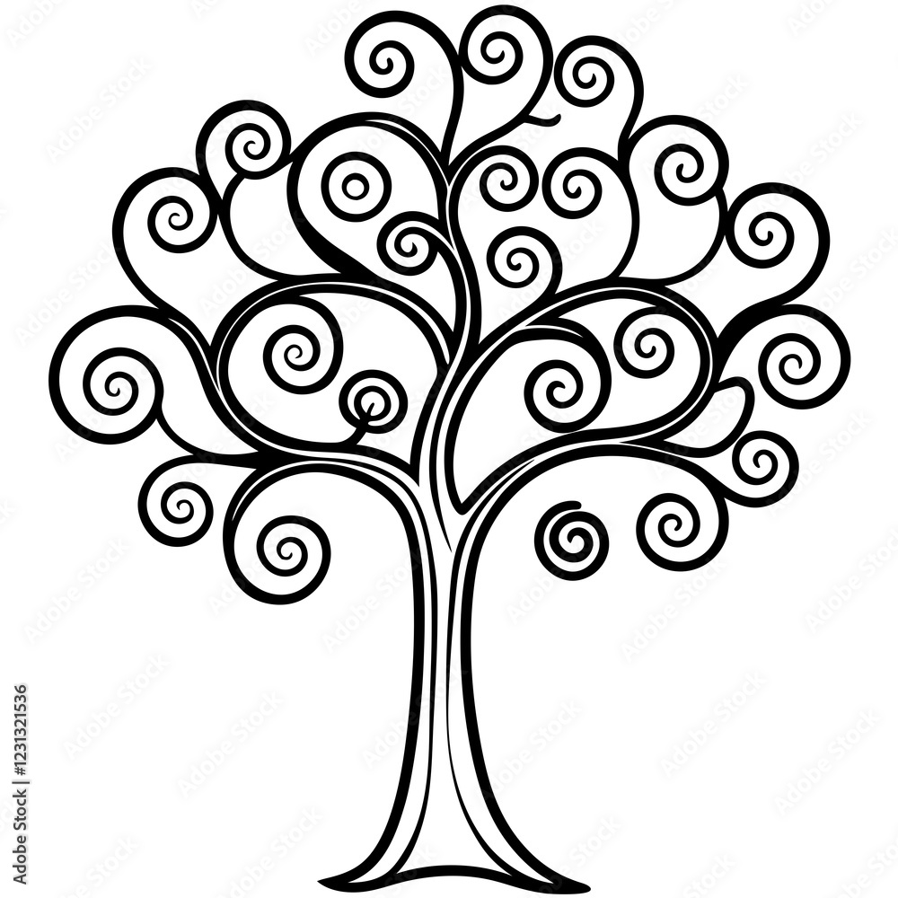 Decorative Tree with Flowing Patterns Vector Decorative Tree with Flowing Patterns Vector
