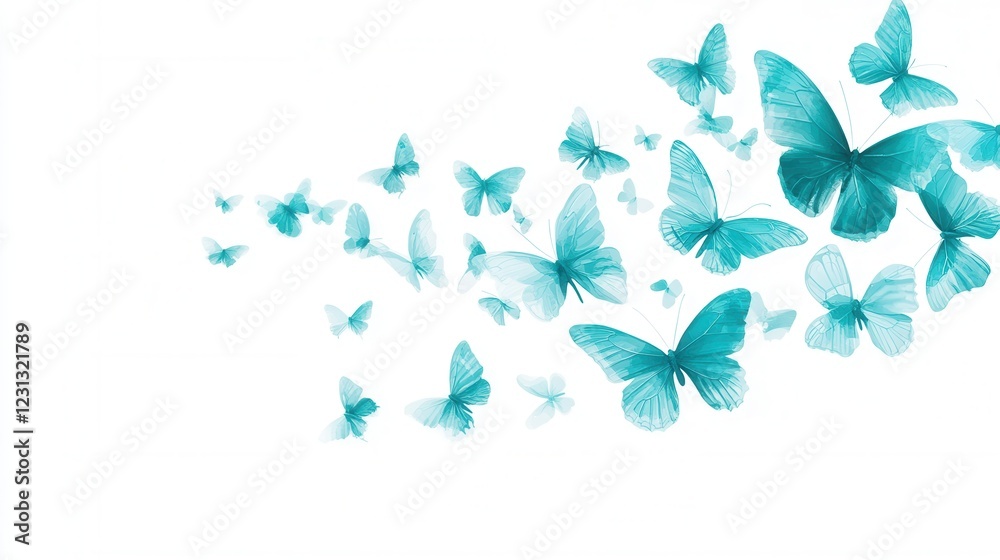 Cyan Butterflies Dancing, Vibrant cyan butterflies gracefully flit through space, perfect for digital designs and creative projects. Cyan Butterflies Dancing, Vibrant cyan butterflies gracefully flit through space, perfect for digital designs and creative projects.