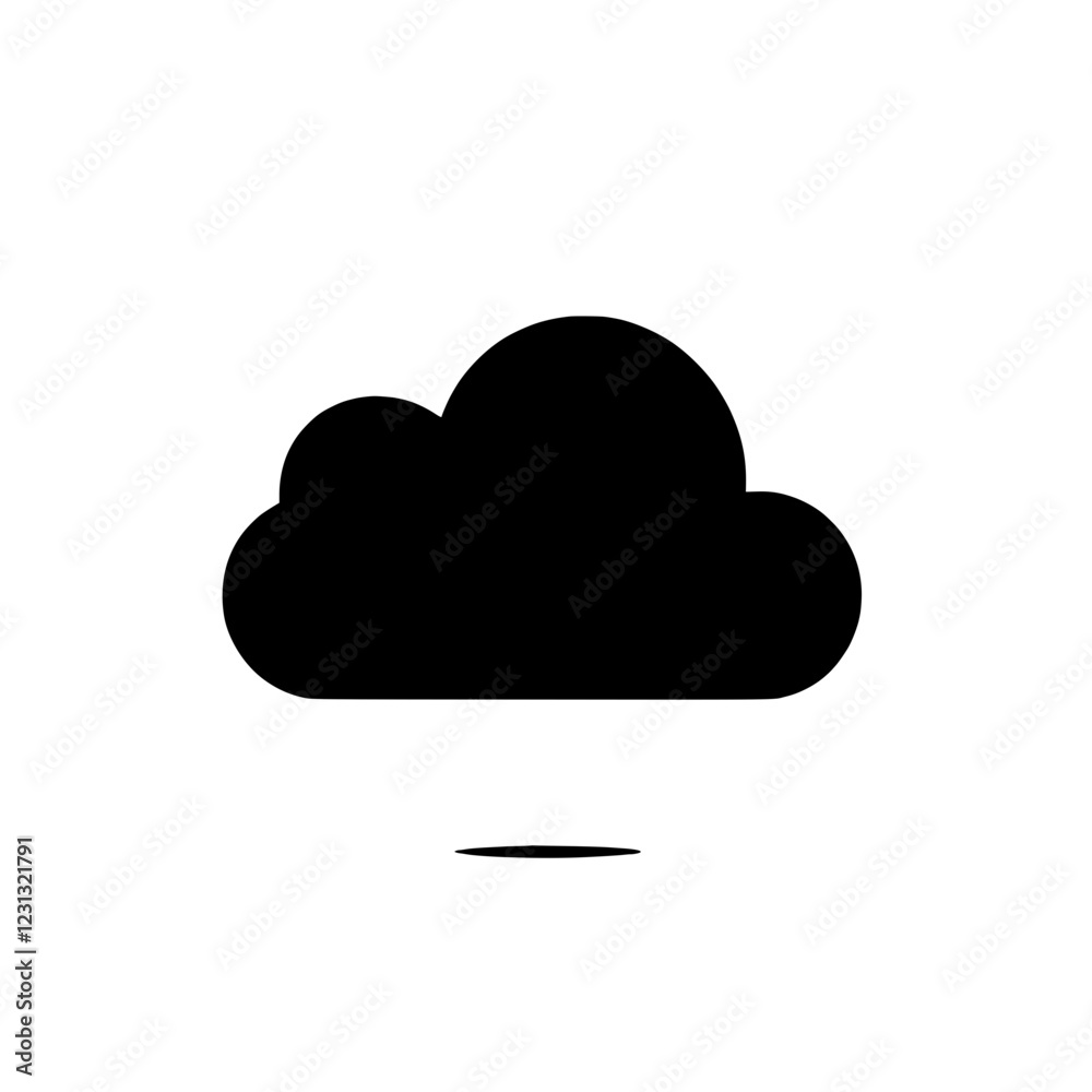 Simple Cloud Icon: A minimalist black cloud icon, digitally rendered, with a subtle shadow for depth, ideal for weather apps, websites, or graphic design projects. Simple Cloud Icon: A minimalist black cloud icon, digitally rendered, with a subtle shadow for depth, ideal for weather apps, websites, or graphic design projects.