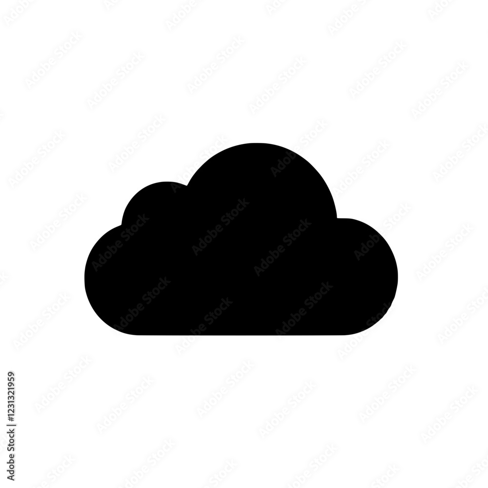 Cloud Icon: A minimalist silhouette of a cloud, perfect for modern technology and design applications. It's a simple, powerful, and versatile icon, conveying ideas of storage, data, cloud computing. Cloud Icon: A minimalist silhouette of a cloud, perfect for modern technology and design applications. It's a simple, powerful, and versatile icon, conveying ideas of storage, data, cloud computing.