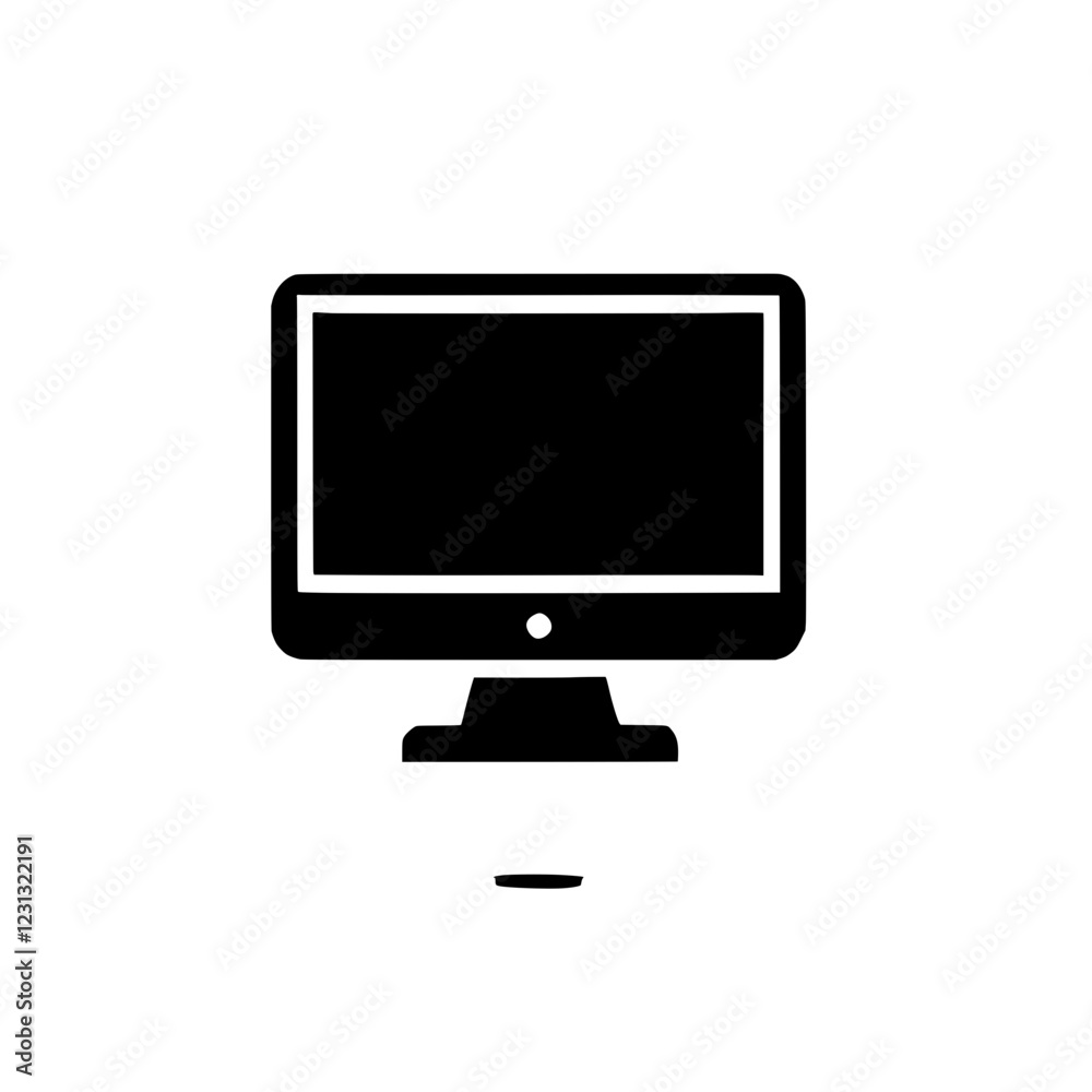 Simple Computer Icon: A minimalist, black and white vector illustration of a computer monitor, ideal for website, app, or presentation design. Simple Computer Icon: A minimalist, black and white vector illustration of a computer monitor, ideal for website, app, or presentation design.