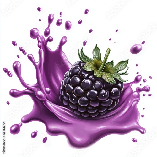 blueberries falling into a splashing purple juice