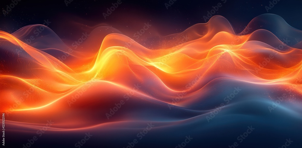 Obraz premium Minimalist Abstract Artwork with Flowing Curves in Warm Colors on Dark Background