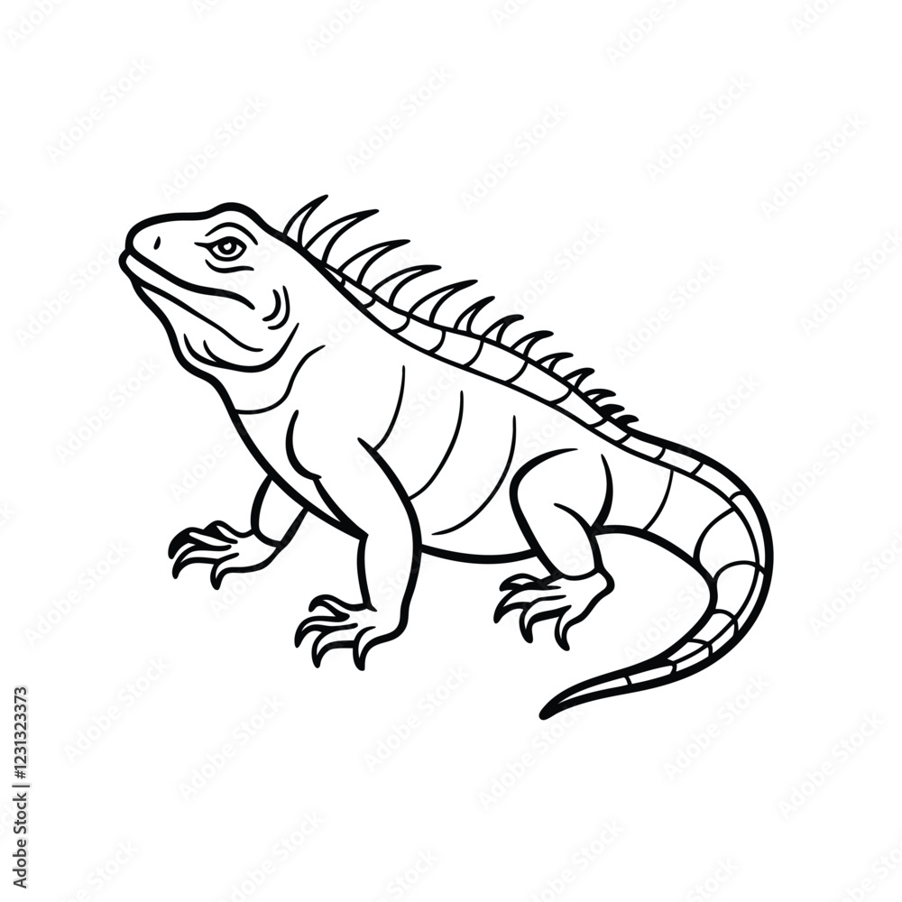 Obraz premium iguana isolated line art on white background