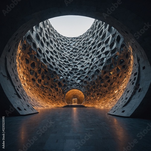 A portal-like building that changes shape every hour