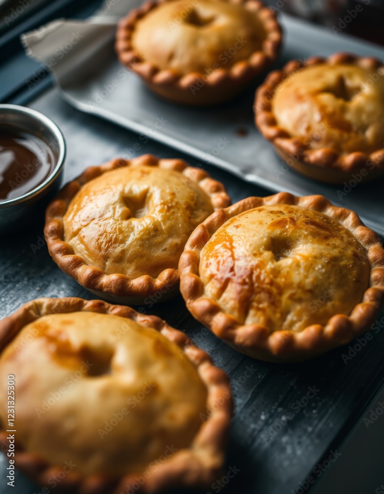 Fried pies in the kitchen in a restaurant or café Fried pies in the kitchen in a restaurant or café