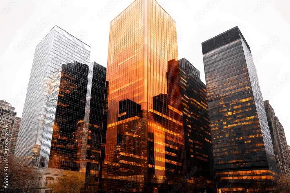 Obraz premium Modern Urban Architecture with Reflective Glass in City Skyline