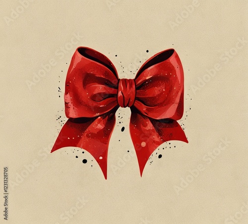 llustration of a red bow on a neutral isolated background photo