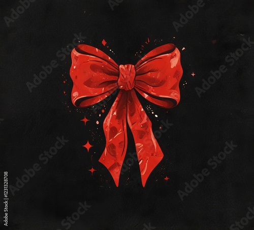 llustration of a red bow on a neutral isolated background photo