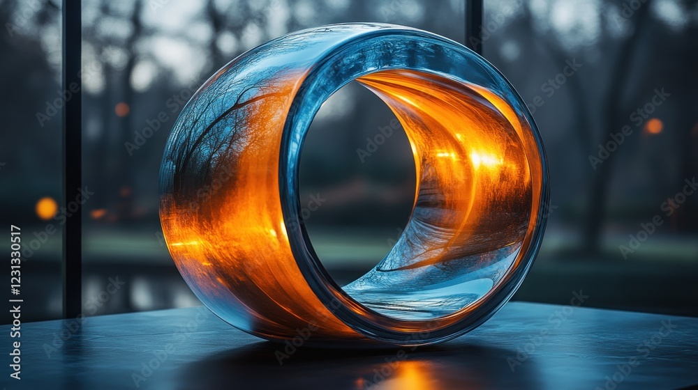 Futuristic Abstract Ring Sculpture Glossy Finish Minimalist Design Futuristic Abstract Ring Sculpture Glossy Finish Minimalist Design