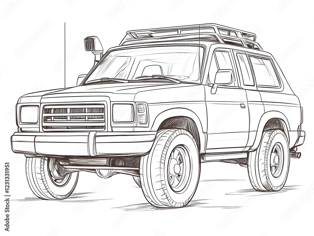 Fototapeta premium Professional Off Road Vehicle Outline for Children s Coloring Activity