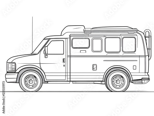 Professional Utility Vehicle Outline for Kids Coloring Page