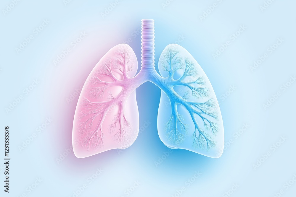 A stylized illustration of human lungs in pink and blue tones, symbolizing respiratory health and function against a soft blue background. A stylized illustration of human lungs in pink and blue tones, symbolizing respiratory health and function against a soft blue background.