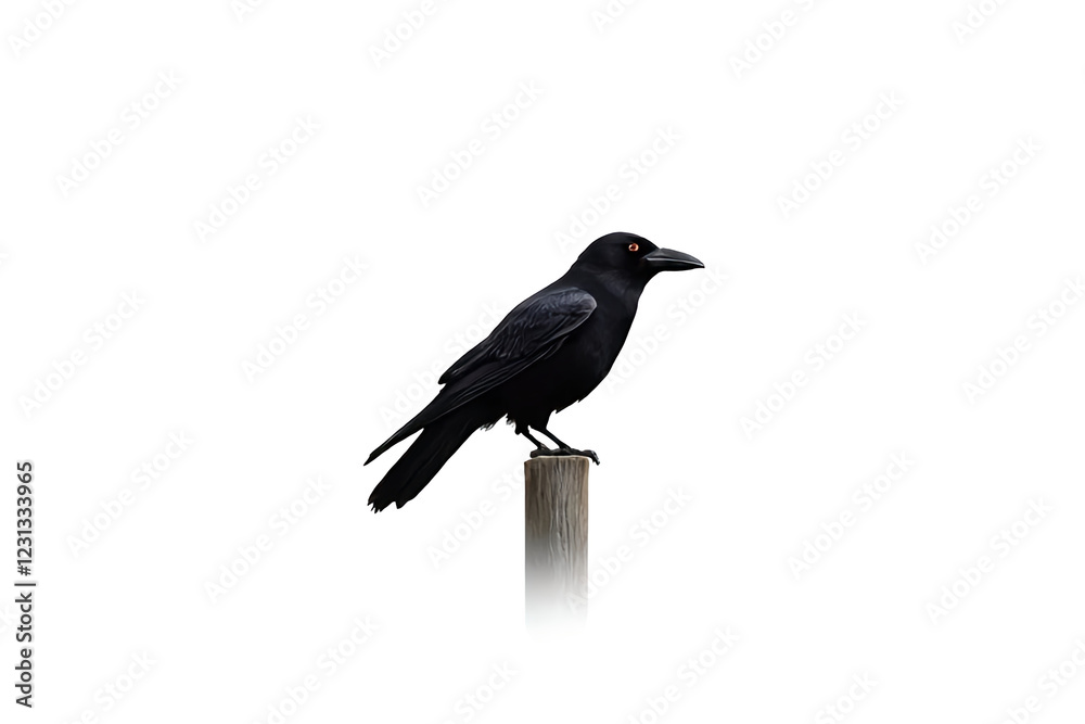 raven standing on a fence post