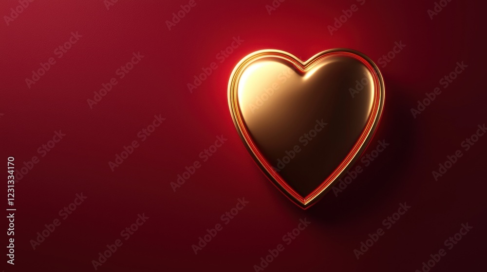 Shiny golden heart on a rich red background Shiny golden heart on a rich red background