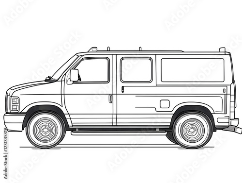 Professional Utility Vehicle Line Art for Kids Coloring Activity