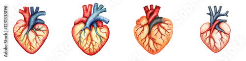 Detailed Anatomical Heart Drawing with Colorful Vascular System photo