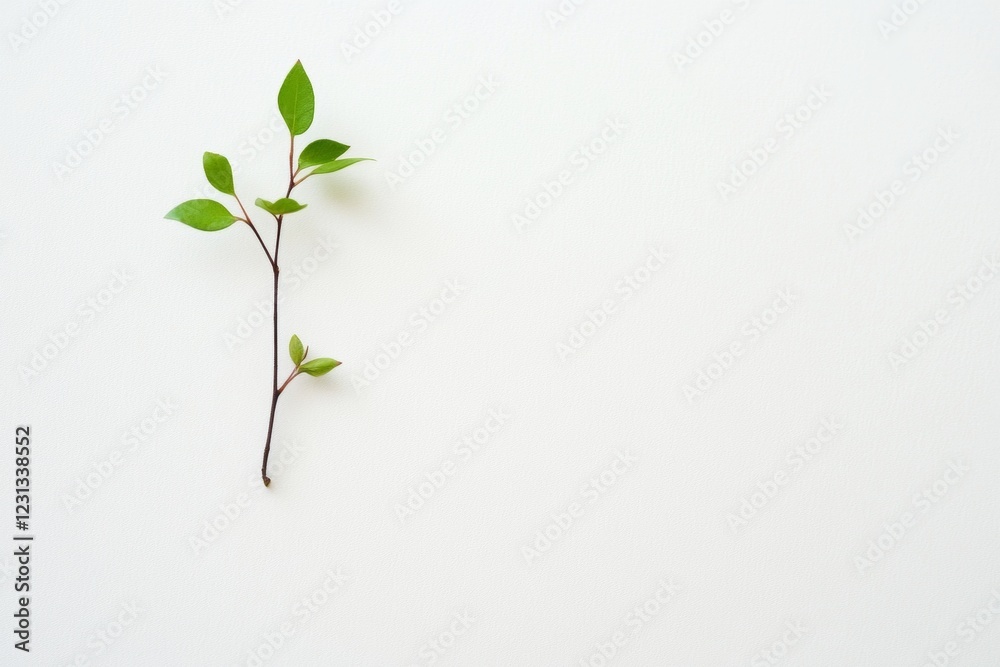 Fototapeta premium Simple Green Plant Branch on White Background