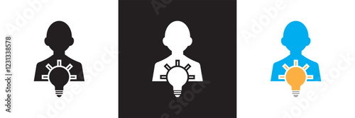 Expert icon set. Containing advice, competence, expertise, knowledge, skill, specialist, etc. isolated on white and black background. vector illustration. EPS 10
