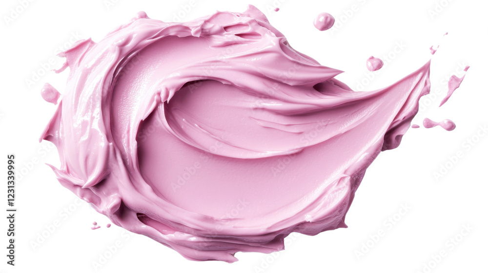Obraz premium Pink cream swirling and splashing on transparent background