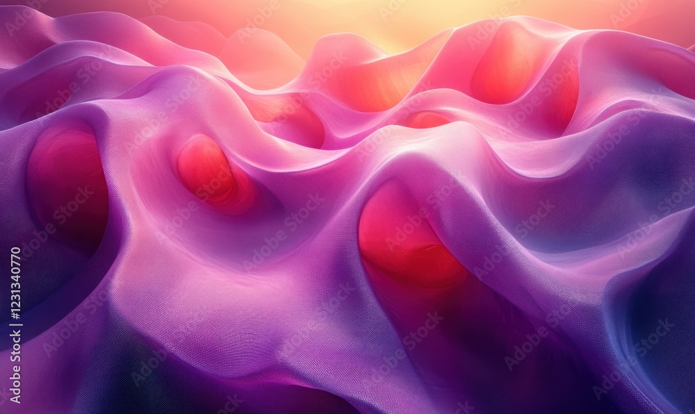 Fototapeta premium Futuristic Minimalist Abstract Curves 3D Render with Gradient Lighting in Purple and Pink