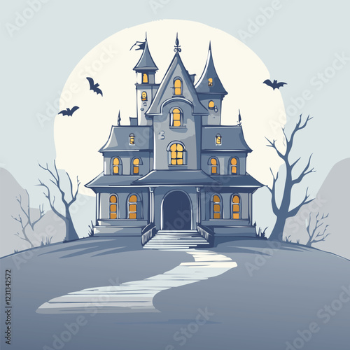 Spooky Haunted Mansion Vector illustration