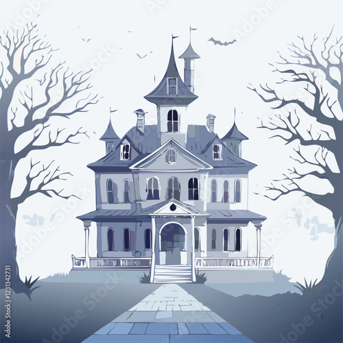 Spooky Haunted Mansion Vector illustration
