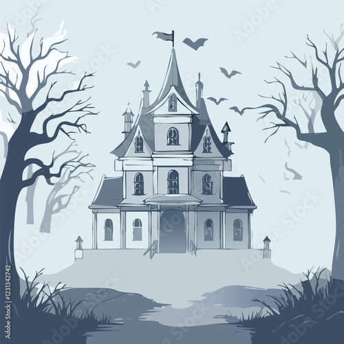 Spooky Haunted Mansion Vector illustration