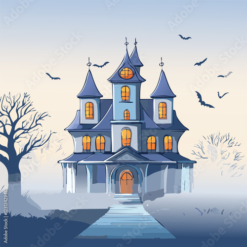 Spooky Haunted Mansion Vector illustration