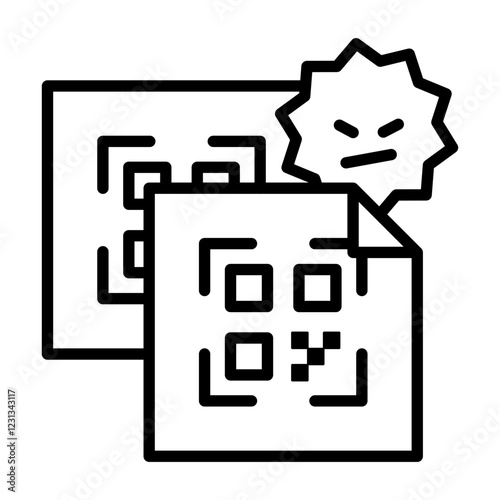 An image icon warning you about fraud. The QR code has been replaced. There are viruses around it.