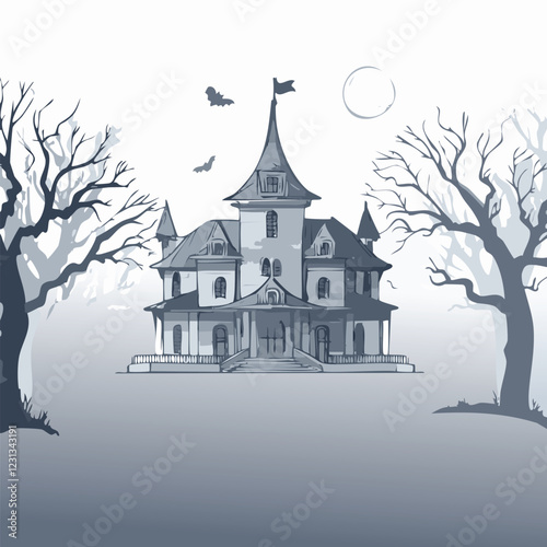 Spooky Haunted Mansion Vector illustration