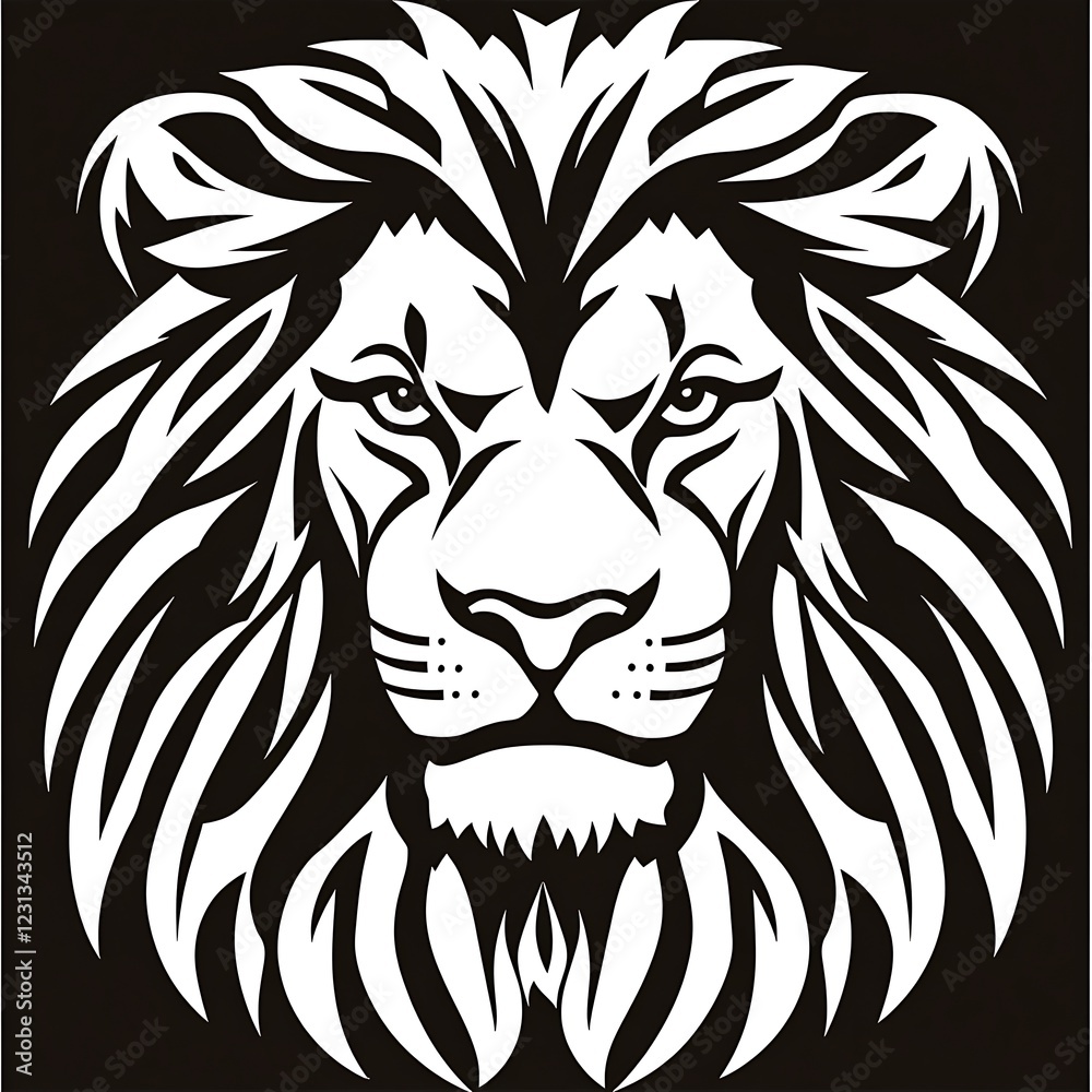 Fototapeta premium Black and white lion head graphic design