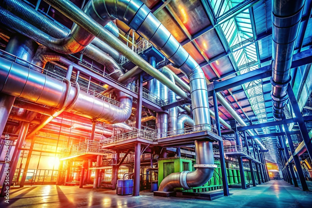 Fototapeta premium Clean Air in Industrial Environments: Pipes and Ventilation for a Healthy Workplace