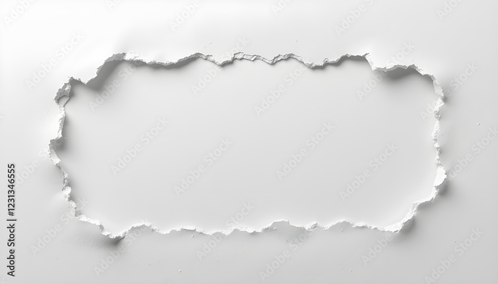 Ripped White Paper Background with Rectangular Frame