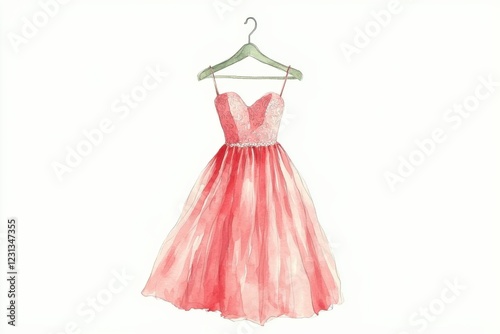 Watercolor dress illustration fashion art studio elegant design creative viewpoint, isolated on white background
