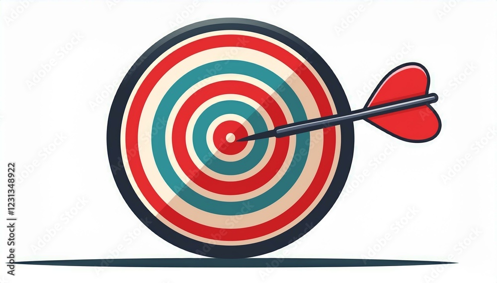 Darts on target. Classic dart board target and darts arrow Vector illustration in flat design. isolated on white background. Darts on target. Classic dart board target and darts arrow Vector illustration in flat design. isolated on white background.