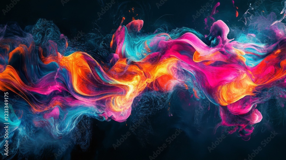 Abstract Fluid Art with Vibrant Pink Blue and Orange Swirls Abstract Fluid Art with Vibrant Pink Blue and Orange Swirls