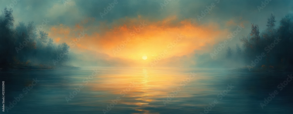 Fototapeta premium Abstract Serene Landscape Soft Pastel Gradient Morning Light Curved Horizon