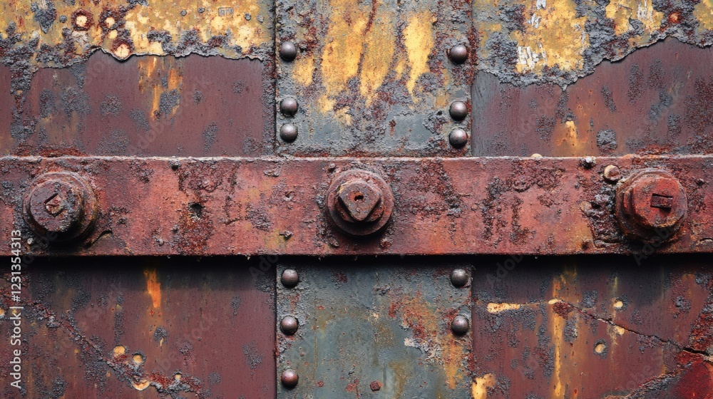 Weathered Rusty Metal Texture with Rivets and Bolts Weathered Rusty Metal Texture with Rivets and Bolts