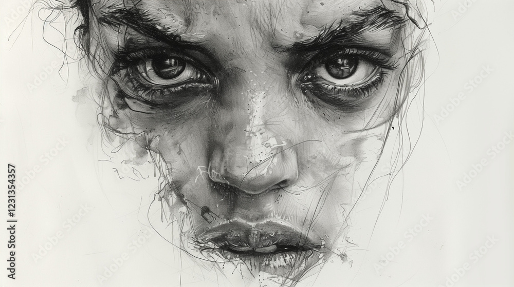 Fototapeta premium Depression portrait sketchs